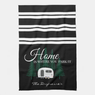 Personalised "Home Is Where You Park It" Tea Towel
