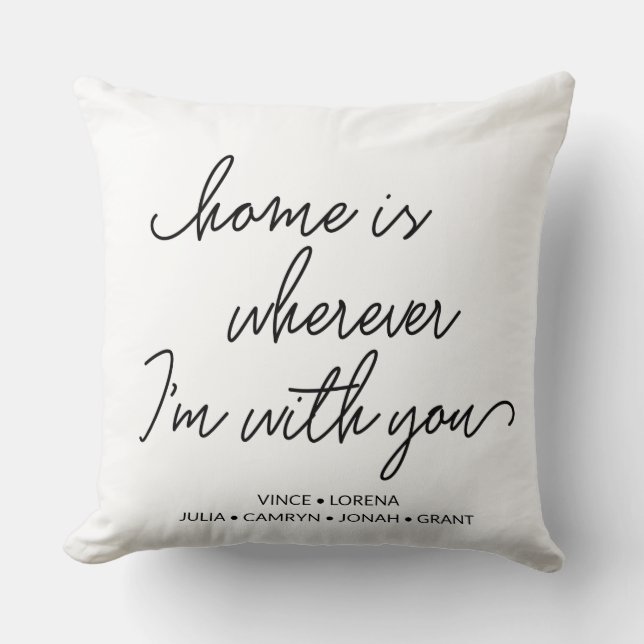 Personalised Home is wherever I'm with you script Cushion (Front)