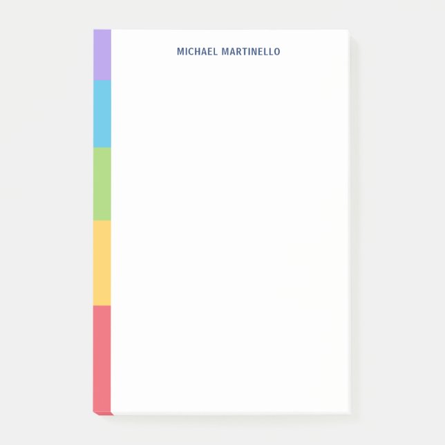 Personalised Home Office 5 Colour Blocks Post-it Notes (Front)
