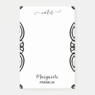 Personalised Home Office B&W Curly Notes