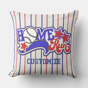 Personalised Home Run Baseball Striped Cushion