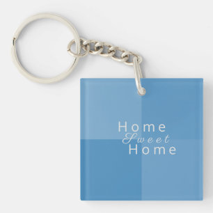Personalised Home Sweet Home Blue Elegant, Modern Key Ring