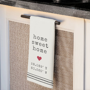 Personalised Home Sweet Home Coordinates Tea Towel