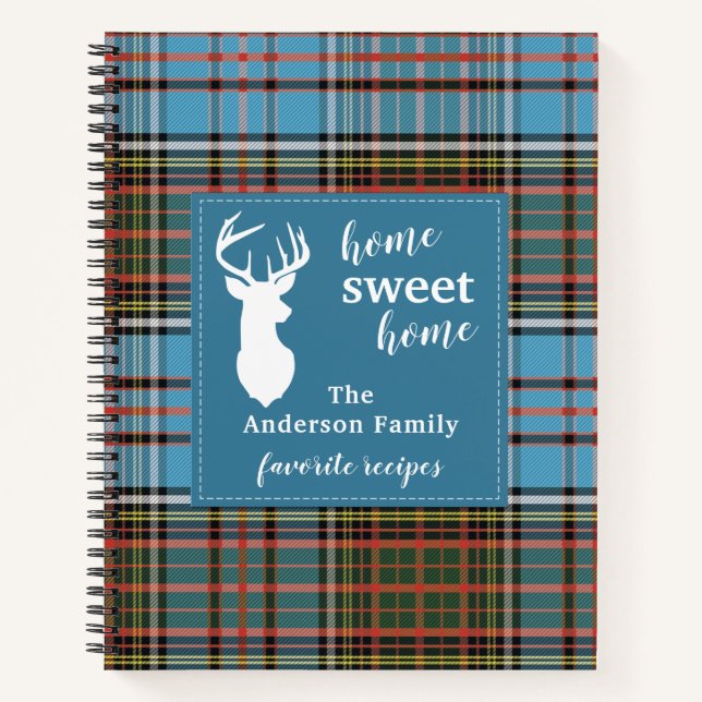 Personalised Home Sweet Home Tartan Anderson Plaid Notebook (Front)