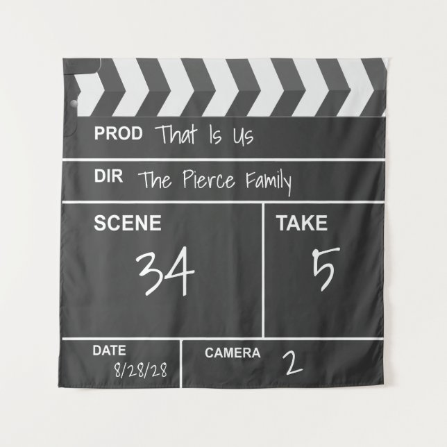 Personalised Home Theatre Custom Movie Clapboard Tapestry (Front)