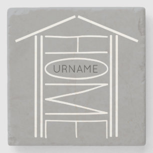 Personalised HOME YOUR NAME Stone Coaster
