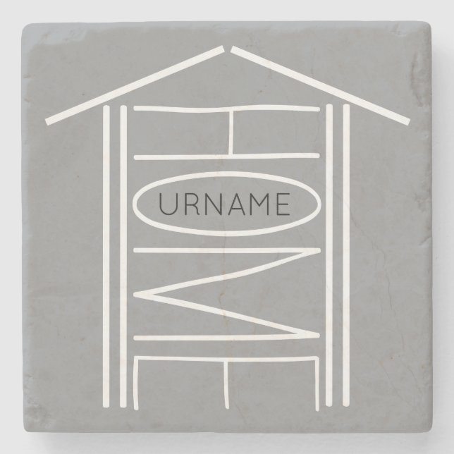 Personalised HOME YOUR NAME Stone Coaster (Front)
