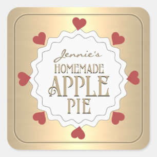 Personalised Homemade Apple Pie Label with Hearts 