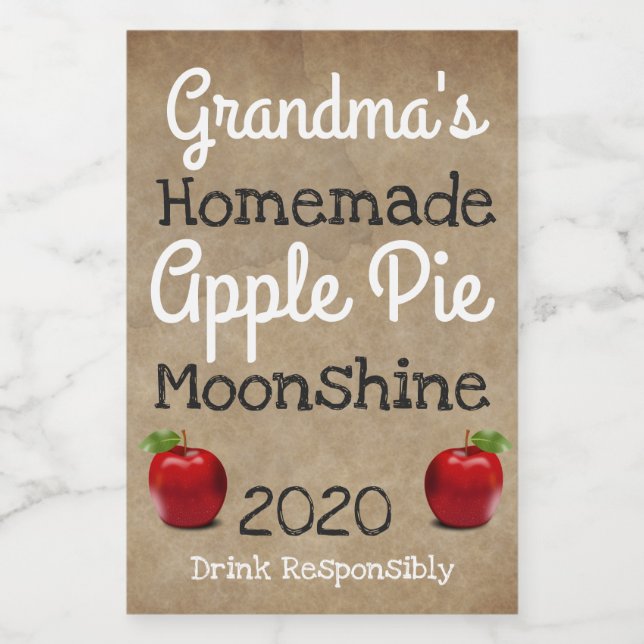 Personalised Homemade Apple Pie Moonshine Label (Single Label)