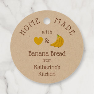 Personalised Homemade Banana bread Rustic Kraft Favour Tags