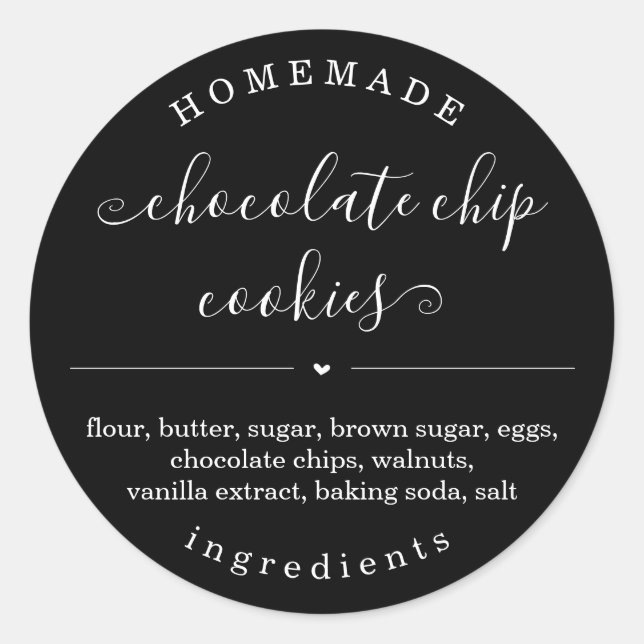 Personalised Homemade Food Black Background Classi Classic Round Sticker (Front)