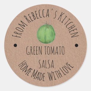 Personalised Homemade Green Tomato Salas Classic Round Sticker