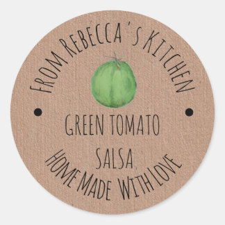 Personalised Homemade Green Tomato Salas Classic Round Sticker