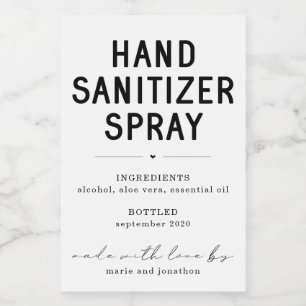 Personalised Homemade Hand Sanitizer Spray Label