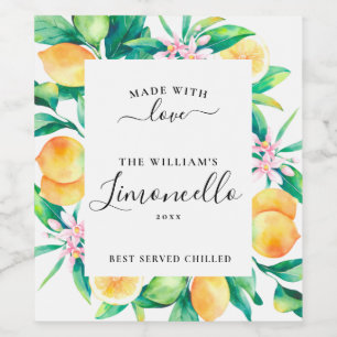 Personalised Homemade Limoncello Food Drink Labels