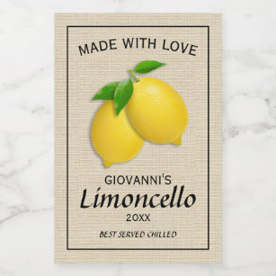 Personalised Homemade Limoncello Lemons Food Label