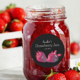 Personalised Homemade Strawberry Jam  Classic Round Sticker