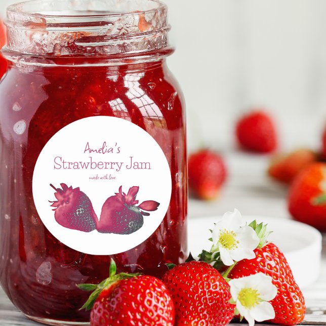 Personalised Homemade Strawberry Jam  Classic Round Sticker (Creator Uploaded)