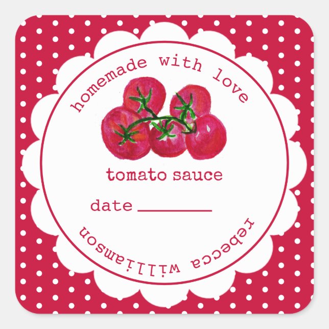 Personalised  Homemade tomato sauce jar Square Sti Square Sticker (Front)