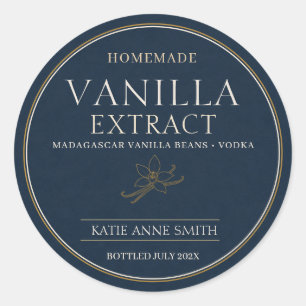 Personalised Homemade Vanilla Extract Blue Classic Round Sticker