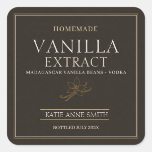 Personalised Homemade Vanilla Extract Brown Square Sticker