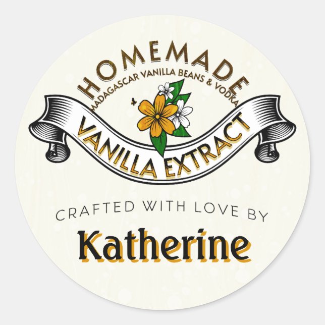 Personalised Homemade Vanilla Extract Label (Front)