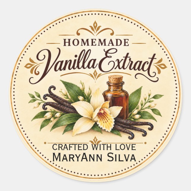 Personalised Homemade Vanilla Extract Label  (Front)