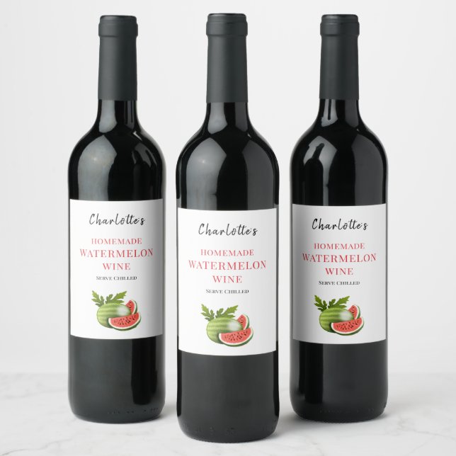 Personalised Homemade Watermelon  Wine Label (Bottles)