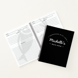 Personalised Homemade with Love Black Notebook
