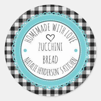 Personalised Homemade with love Buffalo Plaid Classic Round Sticker