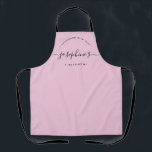 Personalised Homemade with Love Kitchen pink Apron<br><div class="desc">Let's get baking. Customise the script Name on this personalised pink apron. Seen here in red with white typography in a stylish treatment. Encourage the sweet baker in your life, a small business bakery owner with a special gift. Perfect for baking those yummy goodies, treats, cakes, cookies and more. Featuring...</div>