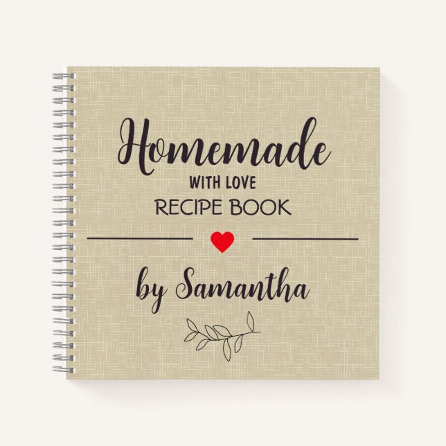 Personalised Homemade with Love Recipe Notebook (Front)