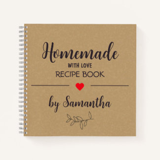 Personalised Homemade with Love Recipe Notebook