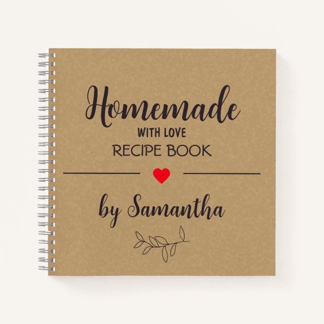 Personalised Homemade with Love Recipe Notebook (Front)
