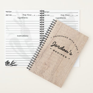 Personalised Homemade with Love Recipe Rustic Note Notebook