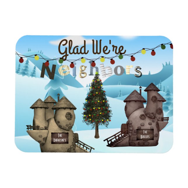 Personalised Homes "Glad We're Neighbours" Holiday Magnet (Horizontal)