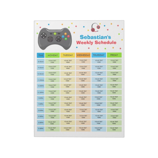 Personalised Homeschool Schedule Video Game School Notepad (Rotated)