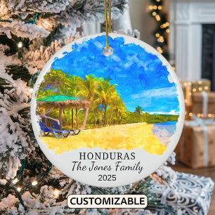 Personalised Honduras Ornament, Central America Ceramic Ornament