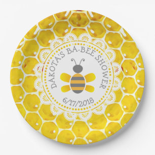 Personalised Honey and Bee Baby Shower Paper Plate
