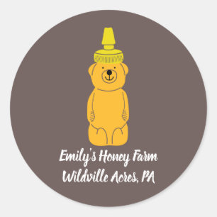 Personalised Honey Bear Bottle Beekeepers Apiaries Classic Round Sticker