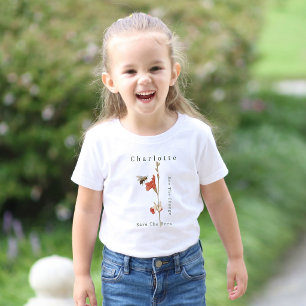 Personalised Honey Bee Red Floral Botanical Toddler T-Shirt