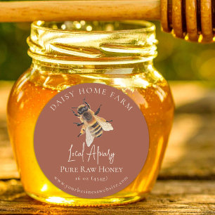Personalised Honey Jar Bee Apiary Business Classic Round Sticker