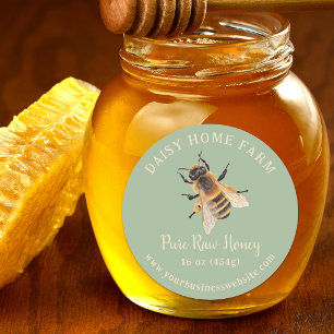 Personalised Honey Jar Bee Apiary Small Business Classic Round Sticker