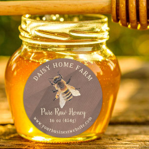 Personalised Honey Jar Bee Apiary Small Business Classic Round Sticker