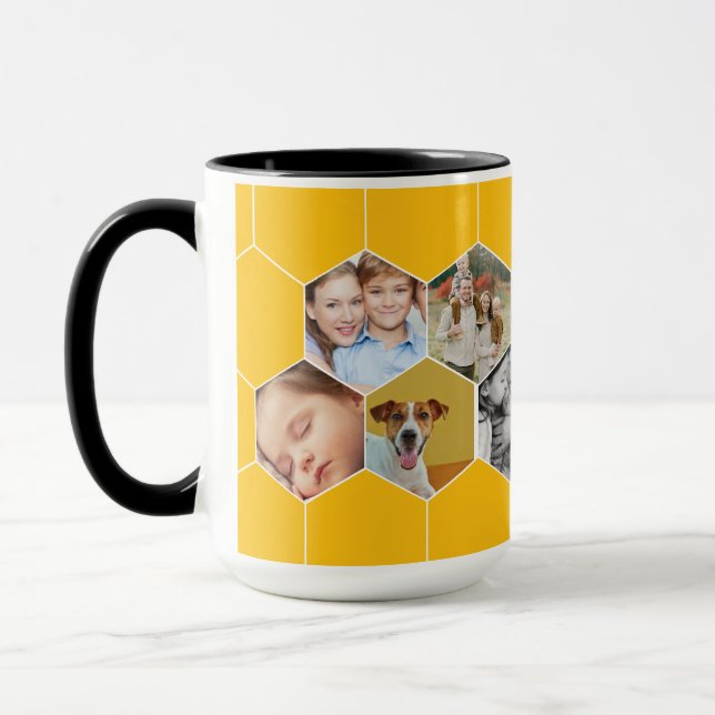 Personalised Honeycomb Family & Pet Photo Mug (Left)