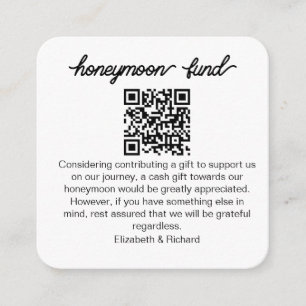 Personalised Honeymoon Fund QR Wedding Registry Enclosure Card