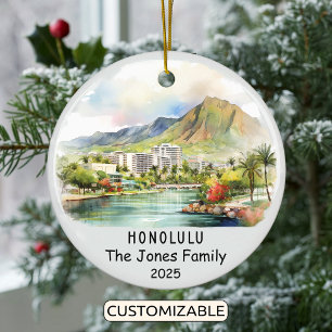 Personalised Honolulu Ornament, Hawaii Ceramic Ornament