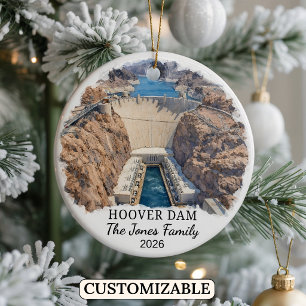 Personalised Hoover Dam Ornament, Custom Arizona Ceramic Ornament