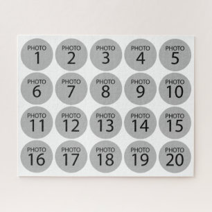 Personalised horizontal 20 PHOTO COLLAGE Jigsaw Puzzle