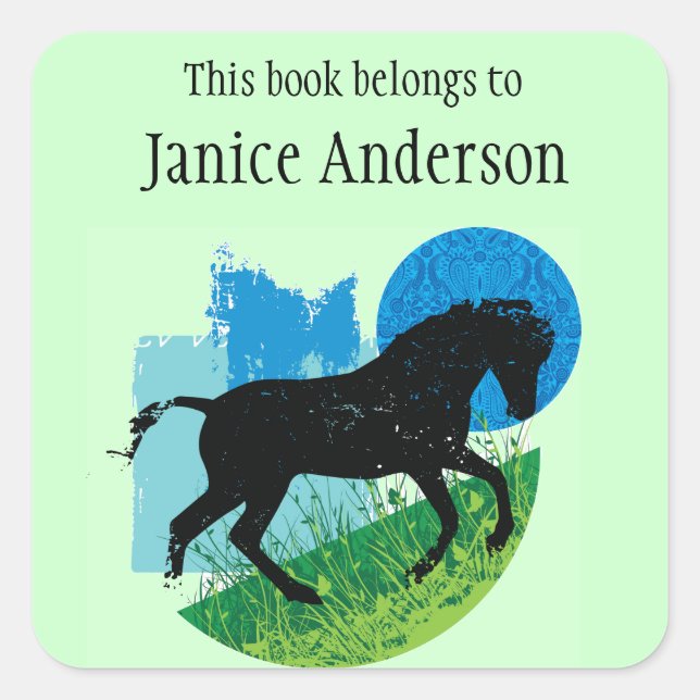 Personalised Horse Bookplate Sticker (Front)